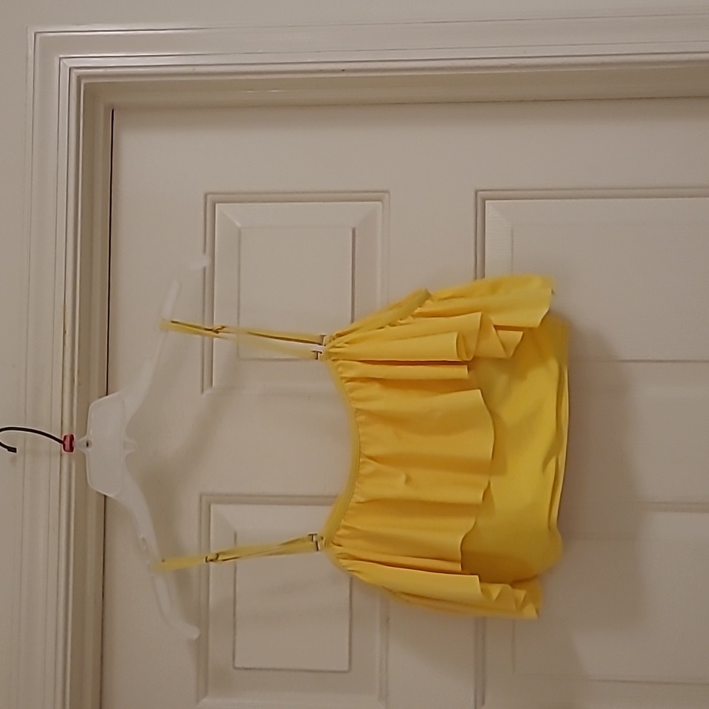 Yellow Frill Tank with Spaghetti strap
